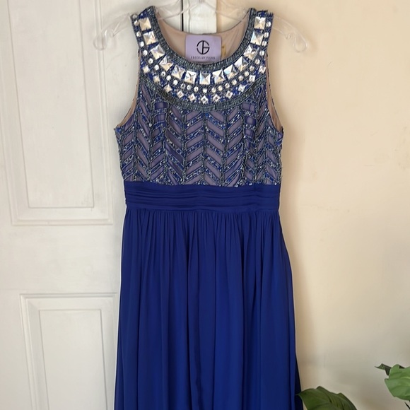 JS Collections Embellished Chiffon Gown Size 6 - Picture 6 of 13